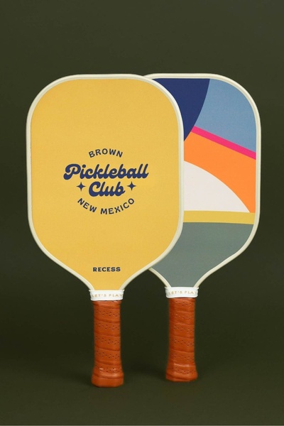 pickleball paddle, pickleball racquet, pickleball equipment, sports gear, pickleball paddle set, new arrival, brand awareness, minimalist, editorial, playful, fresh, yellow, blue, brown
